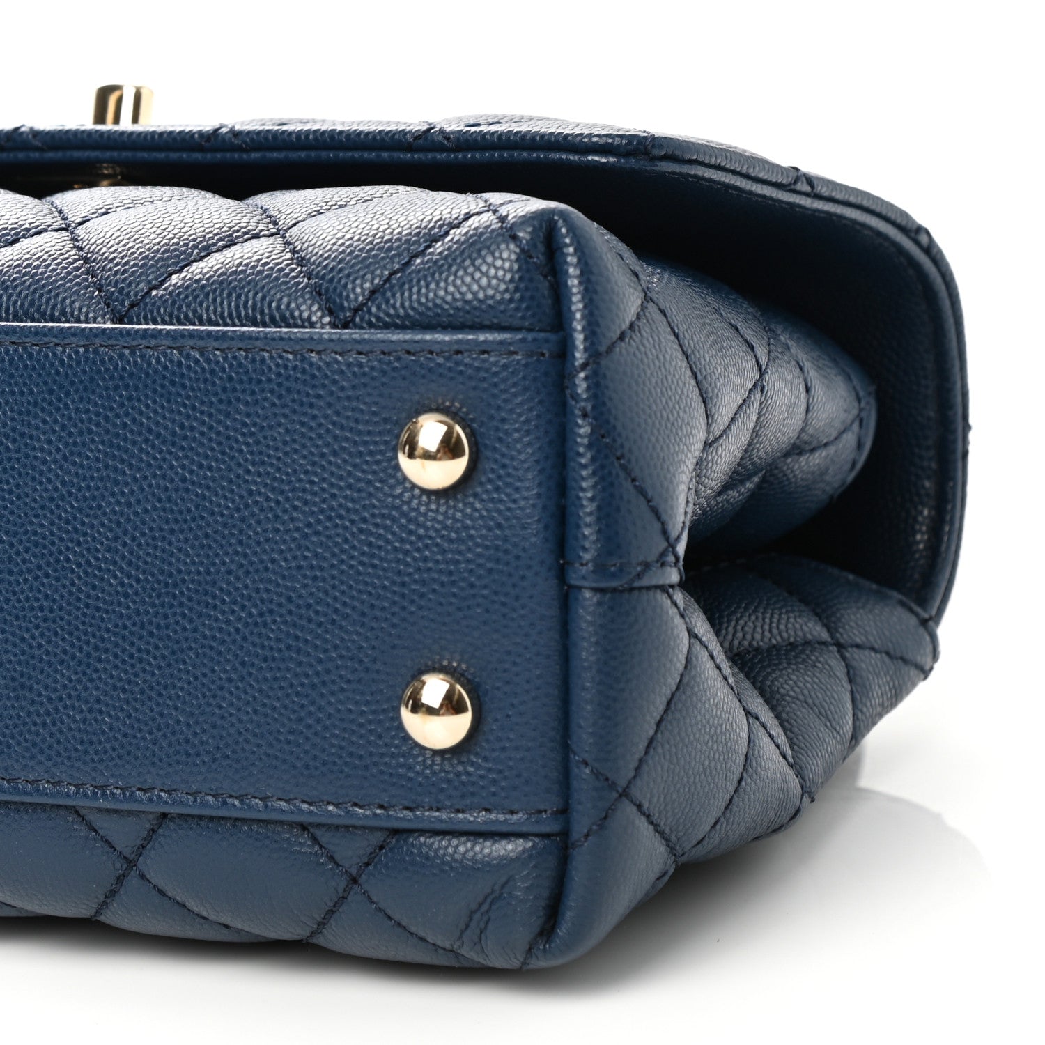 Chanel Caviar Quilted Lizard Embossed Mini Coco Handle Flap Dark Blue 10 of 10