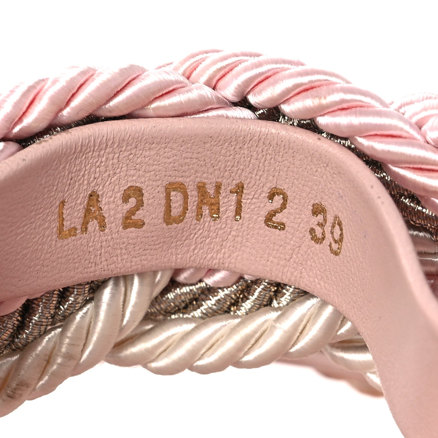 Valentino Garavani Silk Cord Calfskin Rockstud Rope Espadrille Wedge Sandals 39 Pink 10 of 11