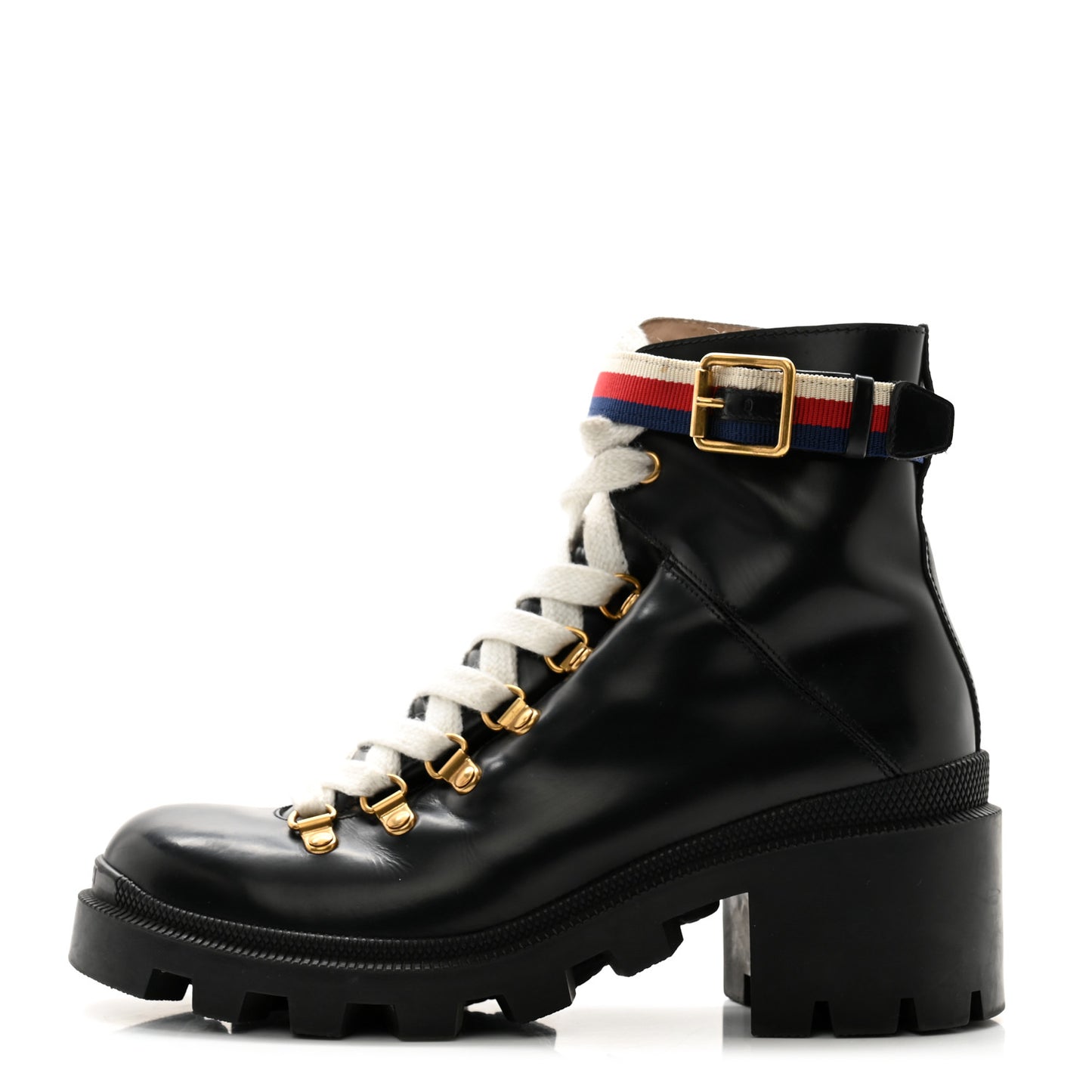 Calfskin Sylvie Web Womens Lace Up Combat Boots 37 Black