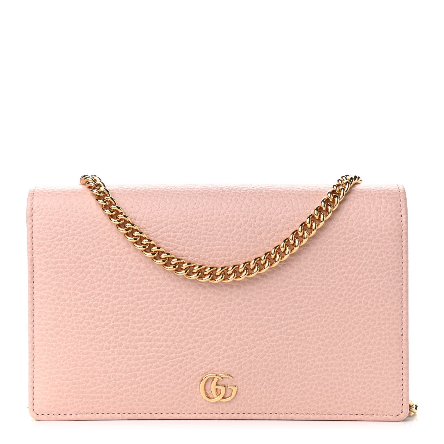 Gucci Dollar Calfskin Mini GG Marmont Chain Wallet Perfect Pink 1 of 8