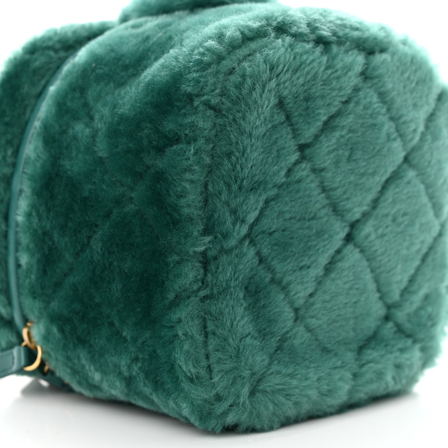 Chanel Shearling Lambskin Quilted Small Vanity Case Green 9 of 10