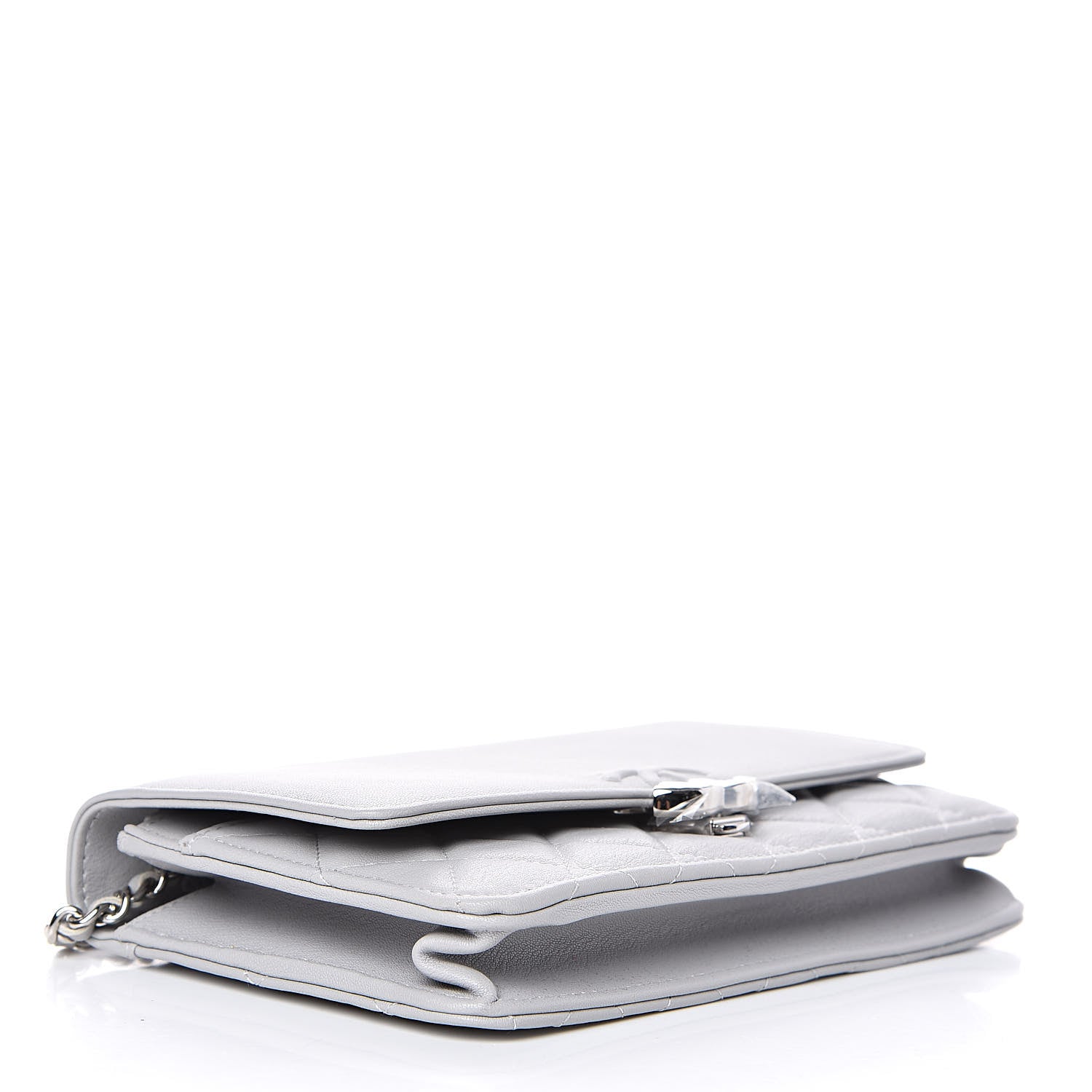 Chanel Grained Calfskin Quilted CC Box Wallet On Chain WOC Grey 4 of 12