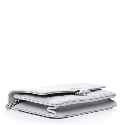 Chanel Grained Calfskin Quilted CC Box Wallet On Chain WOC Grey 4 of 12