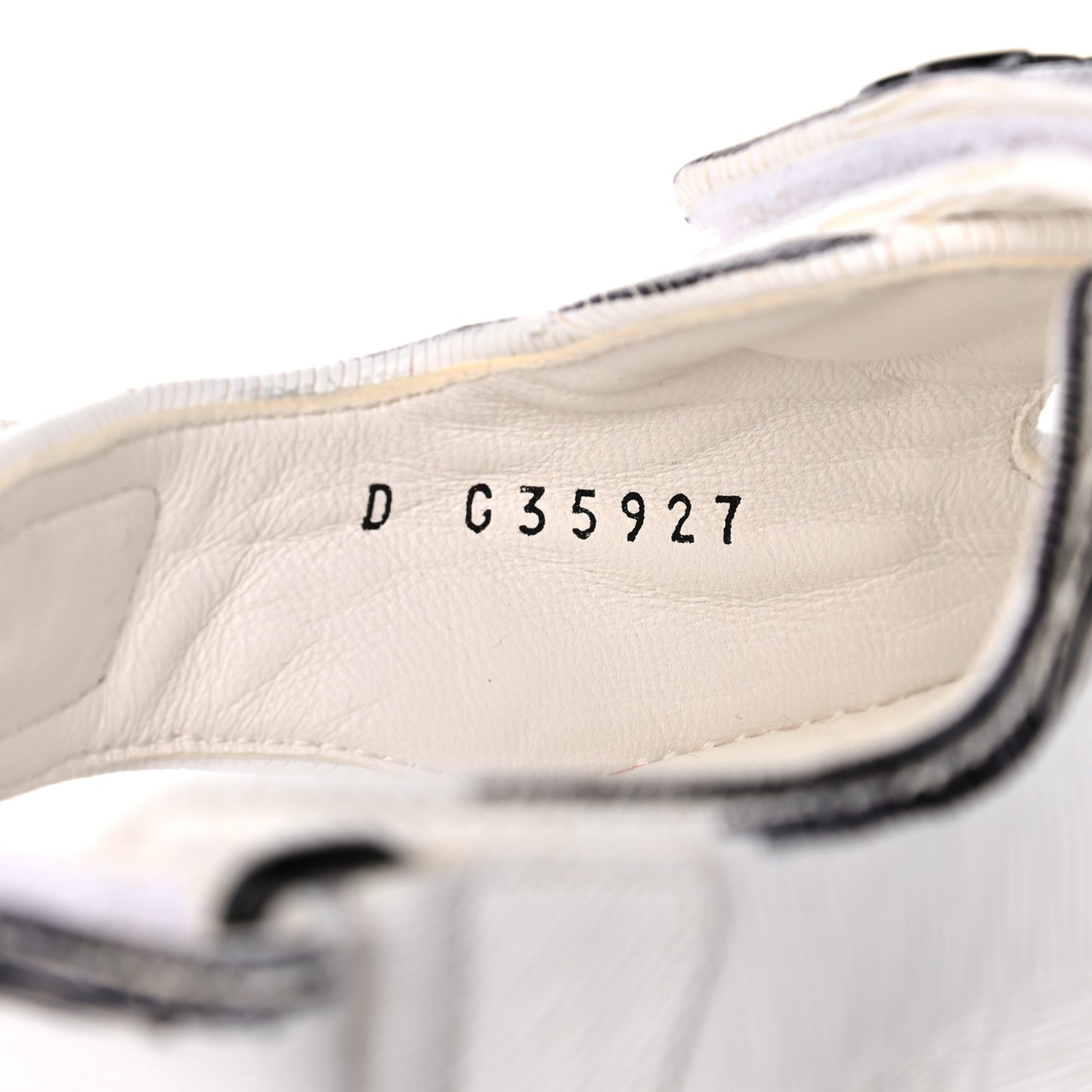 Calfskin Printed Velcro Dad Sandals 38 White Black