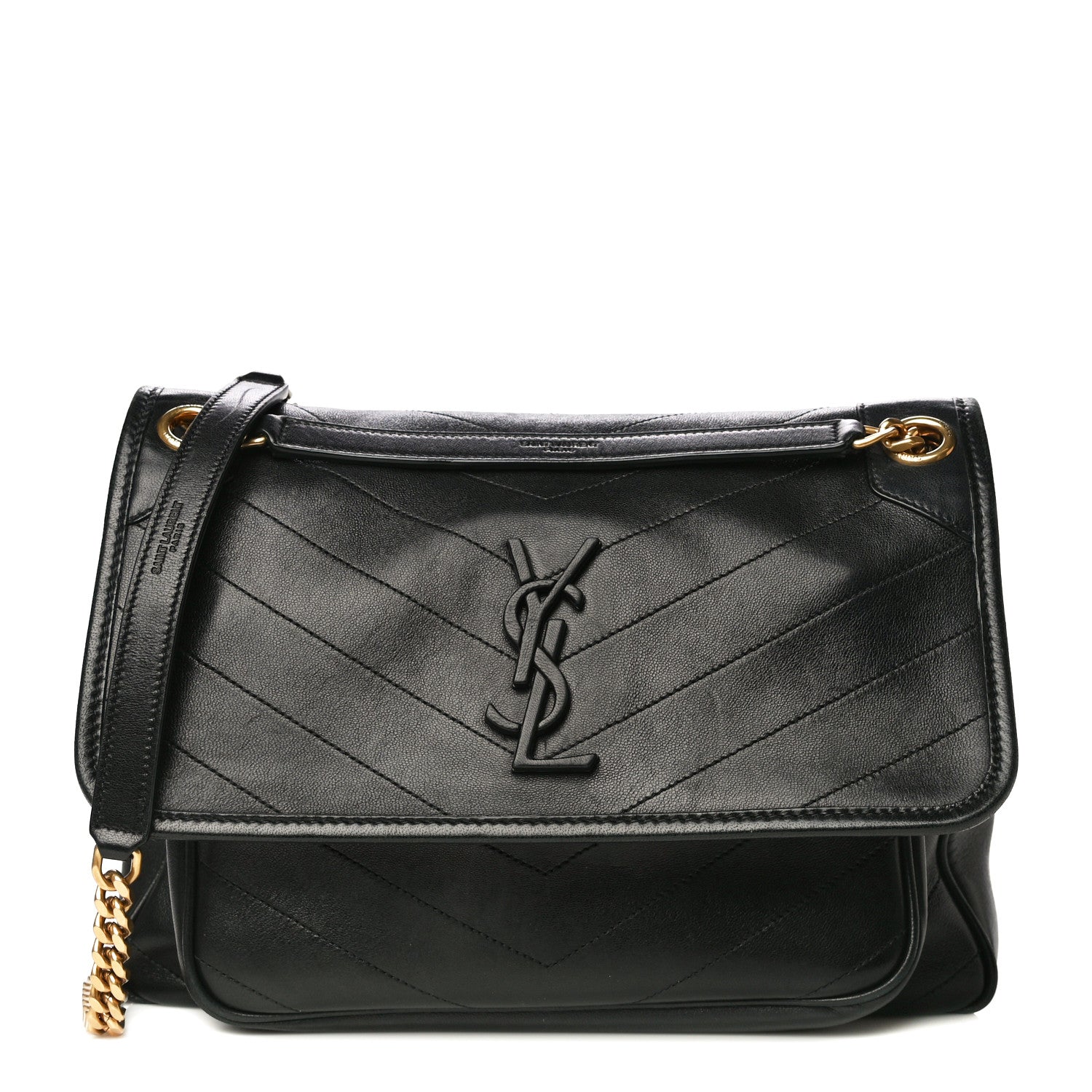 Saint Laurent Lambskin Matelasse Monogram Medium Niki Chain Satchel Black 2 of 33