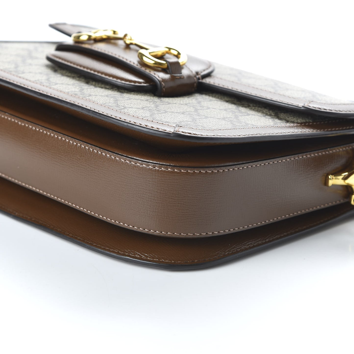 GG Supreme Monogram Horsebit 1955 Shoulder Bag Beige Brown Sugar