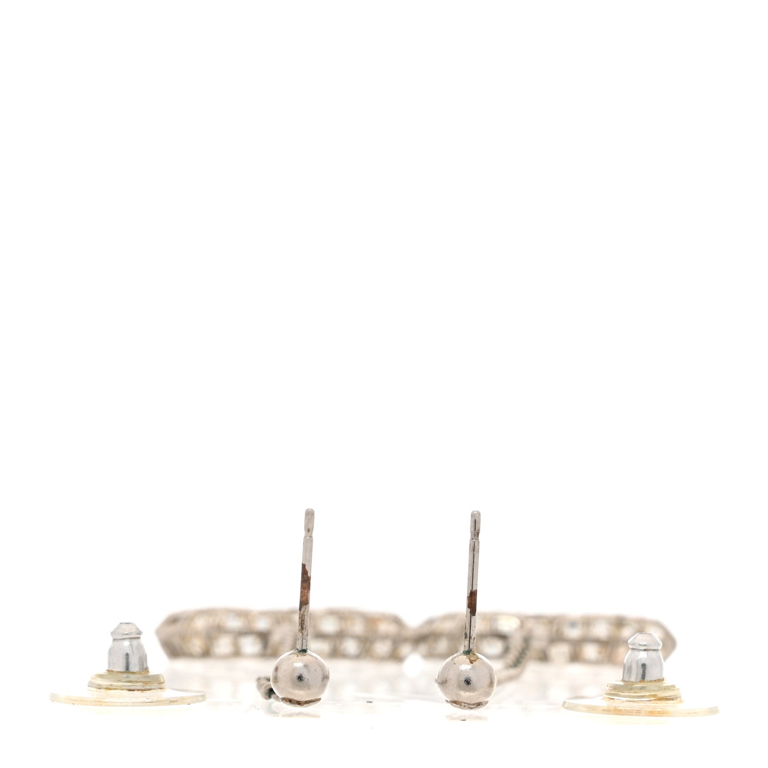 Chanel Baguette Crystal CC Drop Earrings Silver 3 of 5