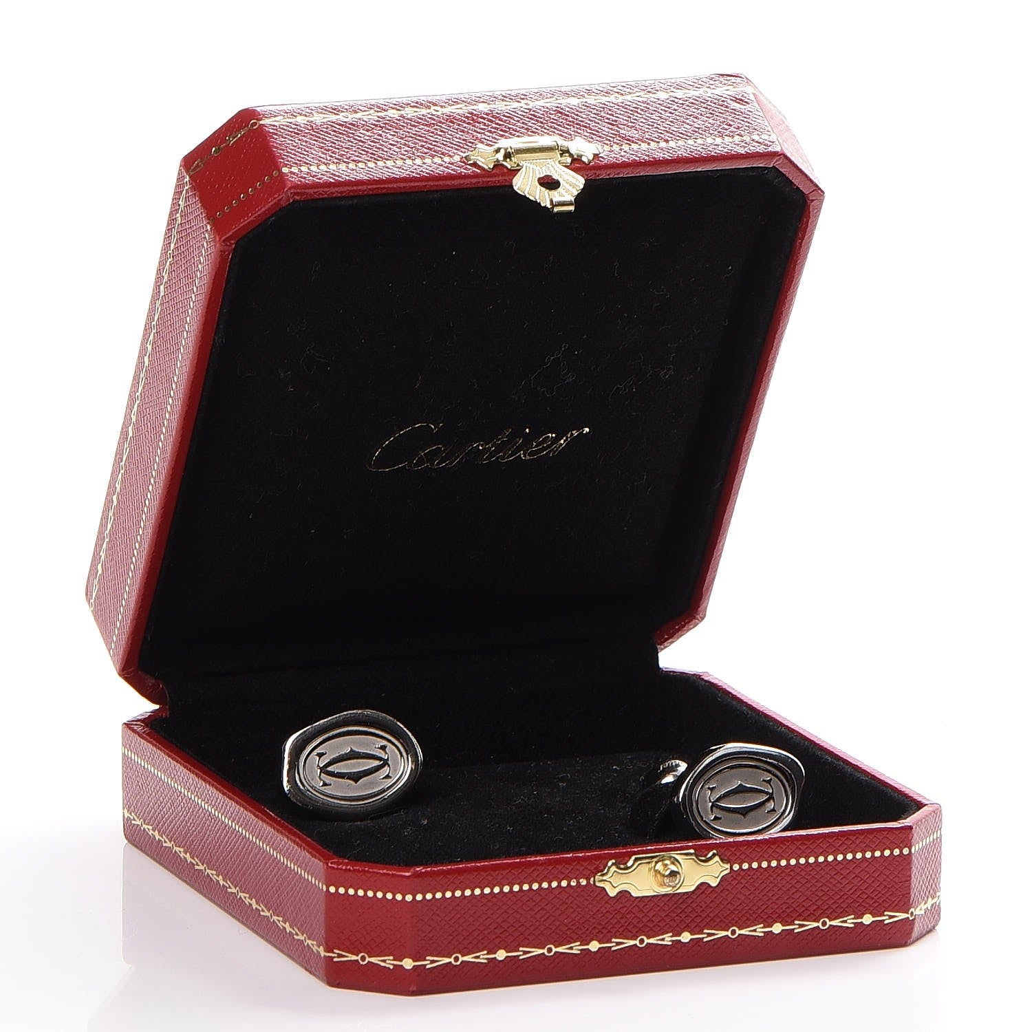 Cartier Sterling Silver Palladium Finish Wax Seal Motif Cufflinks 7 of 7