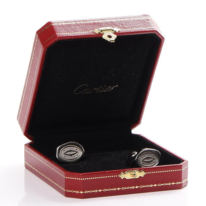 Cartier Sterling Silver Palladium Finish Wax Seal Motif Cufflinks 7 of 7