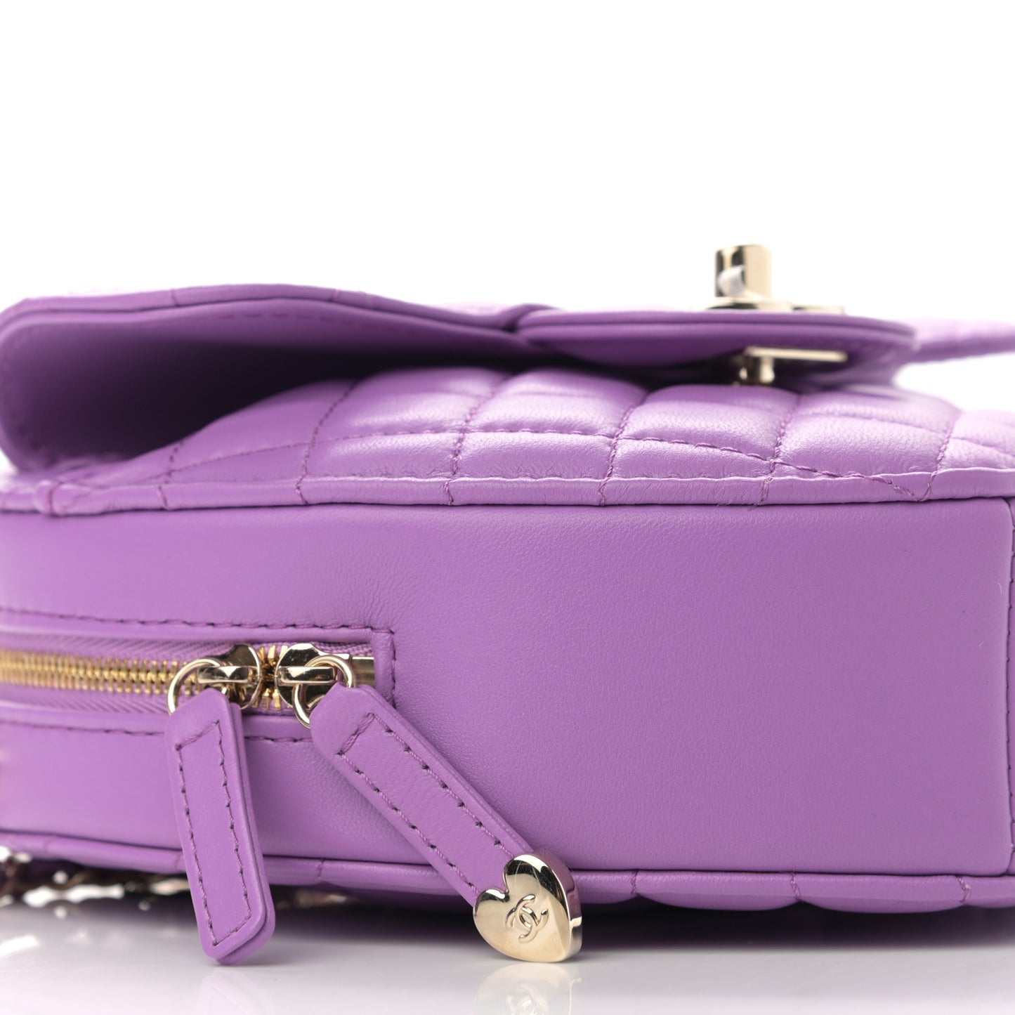 Lambskin Quilted CC In Love Heart Bag Purple