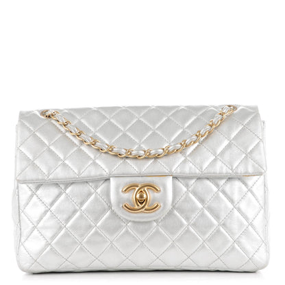 Chanel Metallic Lambskin Quilted Maxi Single Flap Silver 1 of 10