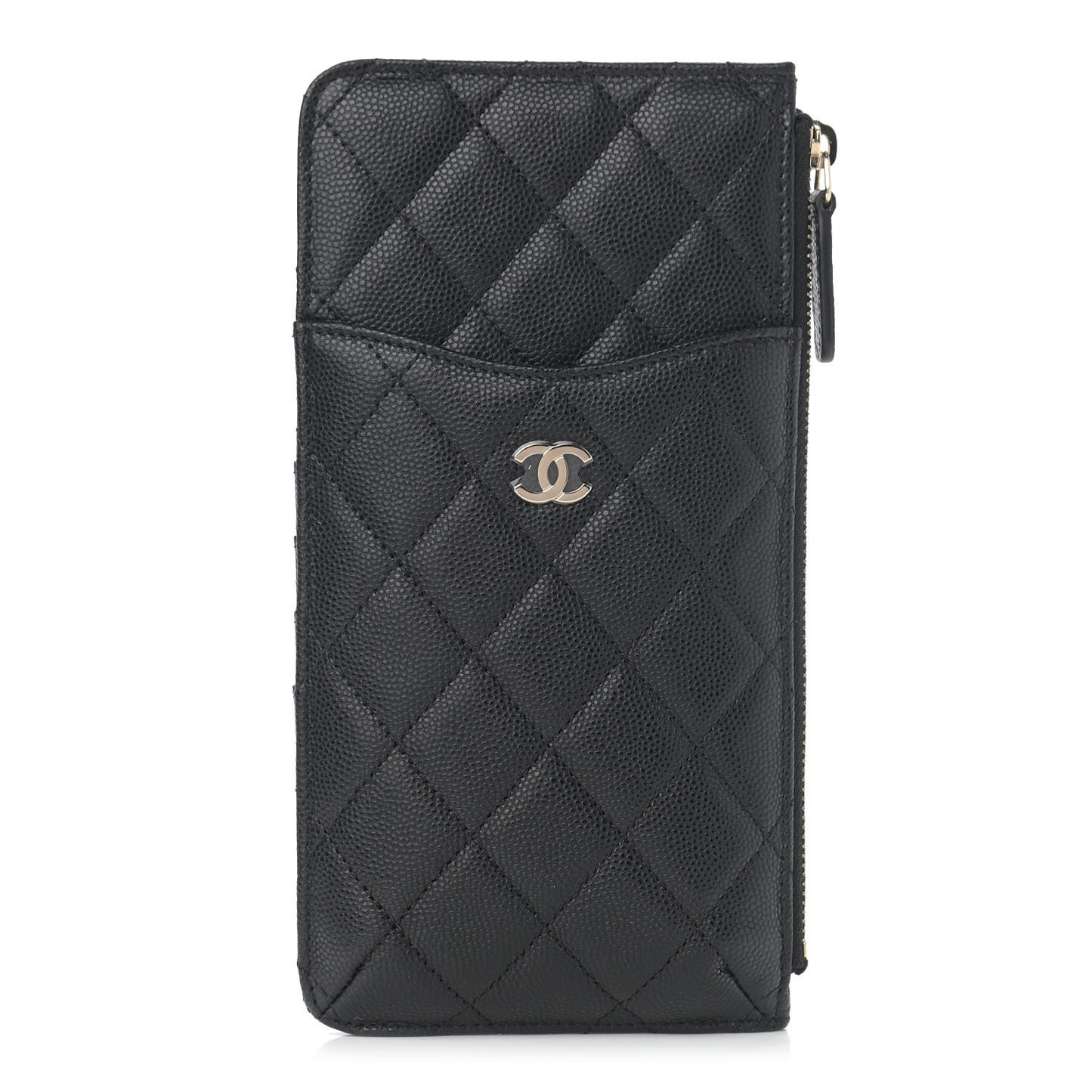 Caviar Quilted Classic Flat Wallet Pouch Black