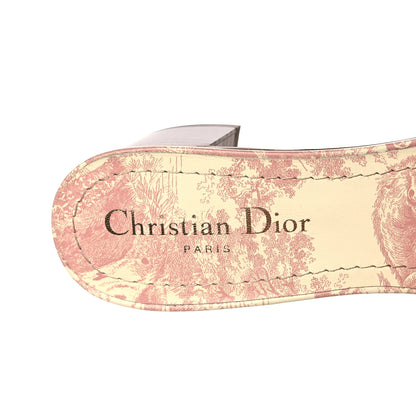 Christian Dior Cotton Toile De Jouy Embroidered Dway 50mm Slide Sandals 37.5 Light Pink 7 of 10