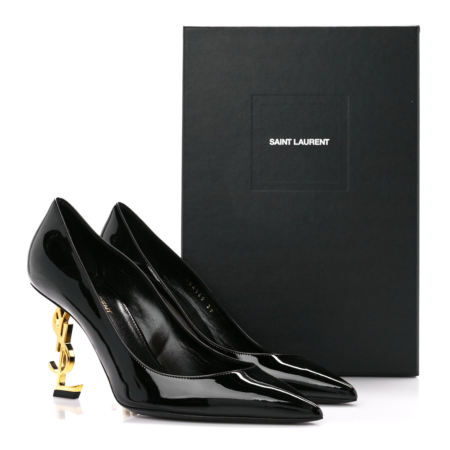 Saint Laurent Patent Calfskin Opyum 85 Pumps 39 Black Gold 9 of 9