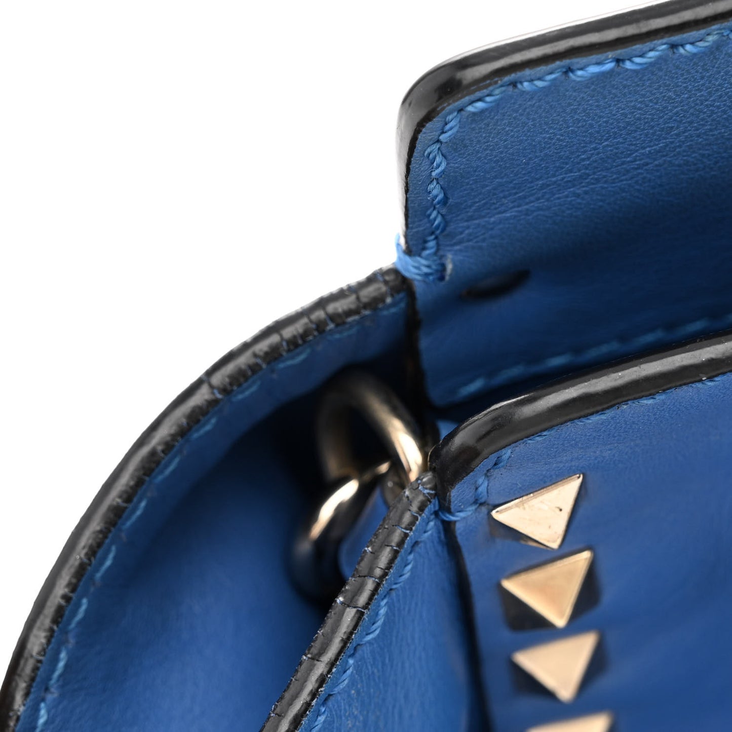 Vitello Mini Rockstud Double Handle Tote Light Sapphire