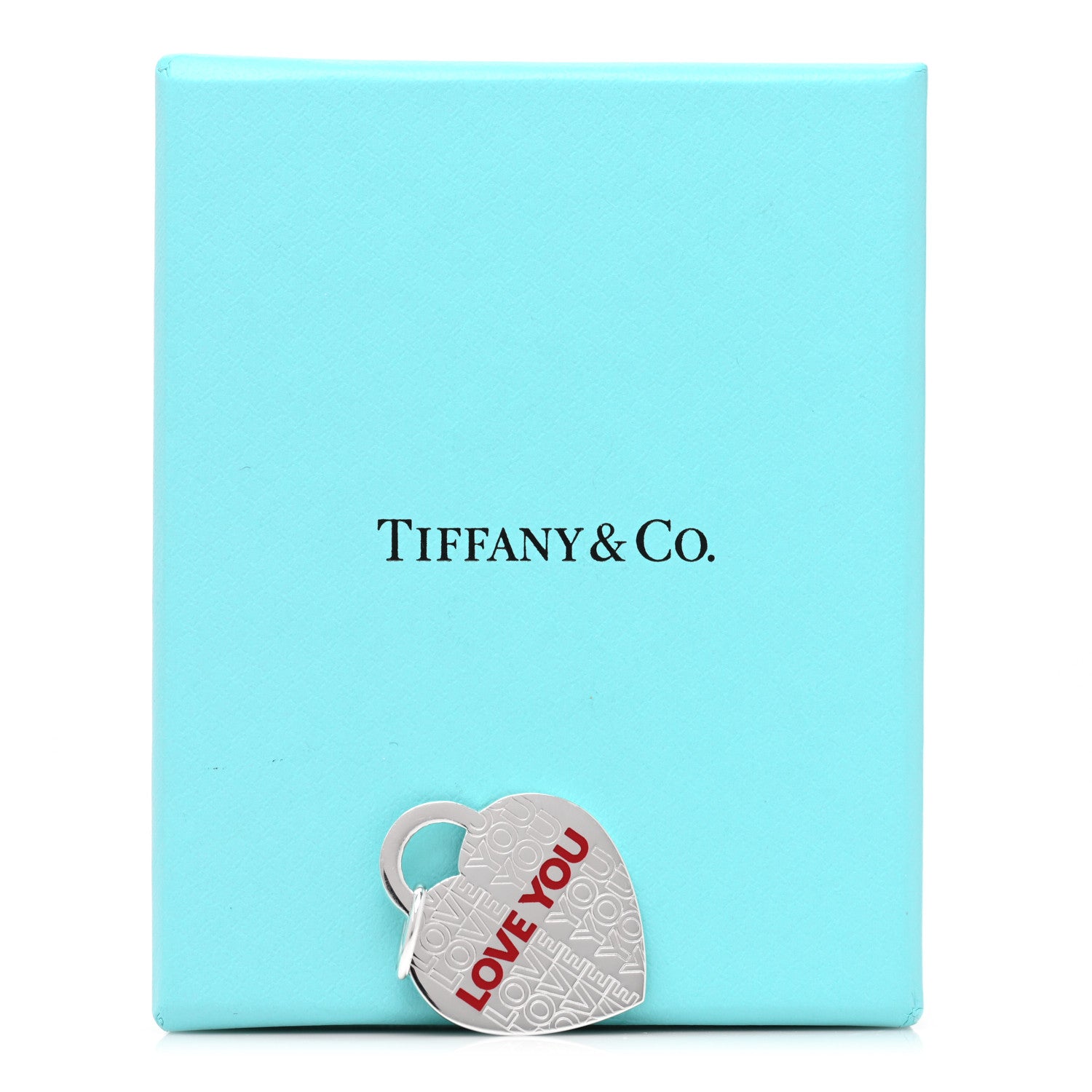 Tiffany Sterling Silver Enamel LOVE YOU Heart Charm Red 4 of 4
