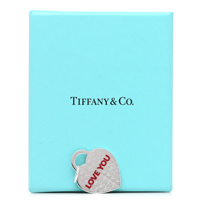 Tiffany Sterling Silver Enamel LOVE YOU Heart Charm Red 4 of 4