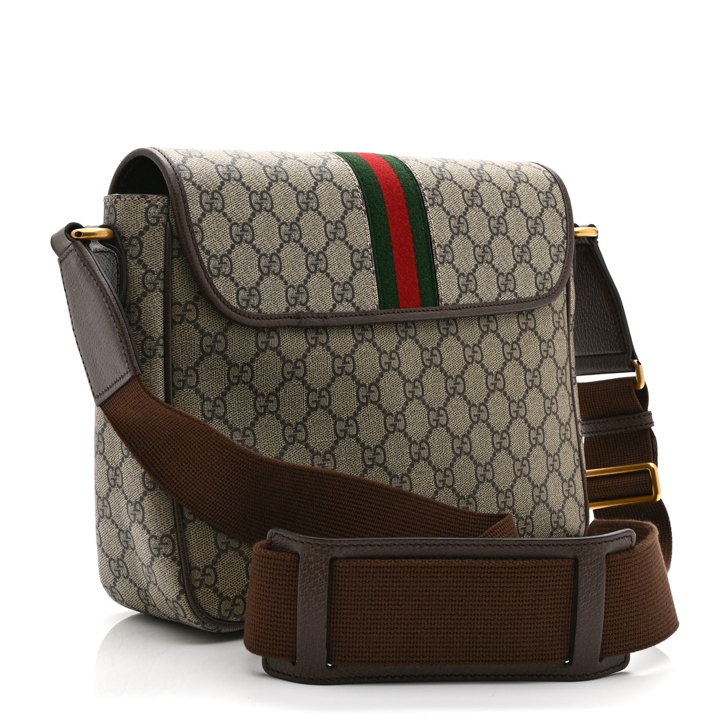 Tender GG Supreme Monogram Textured Dollar Calfskin Medium Ophidia Messenger Bag Beige Ebony New Acero