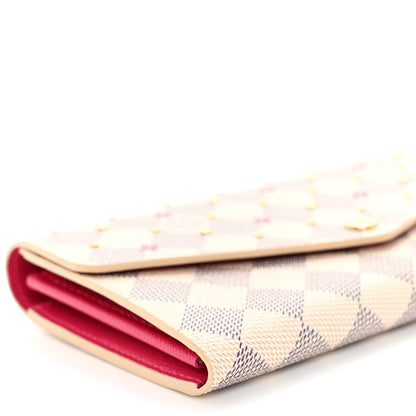 Louis Vuitton LOUIS VUITTON Damier Azur Studded Sarah Wallet NM Fuchsia 8 of 9