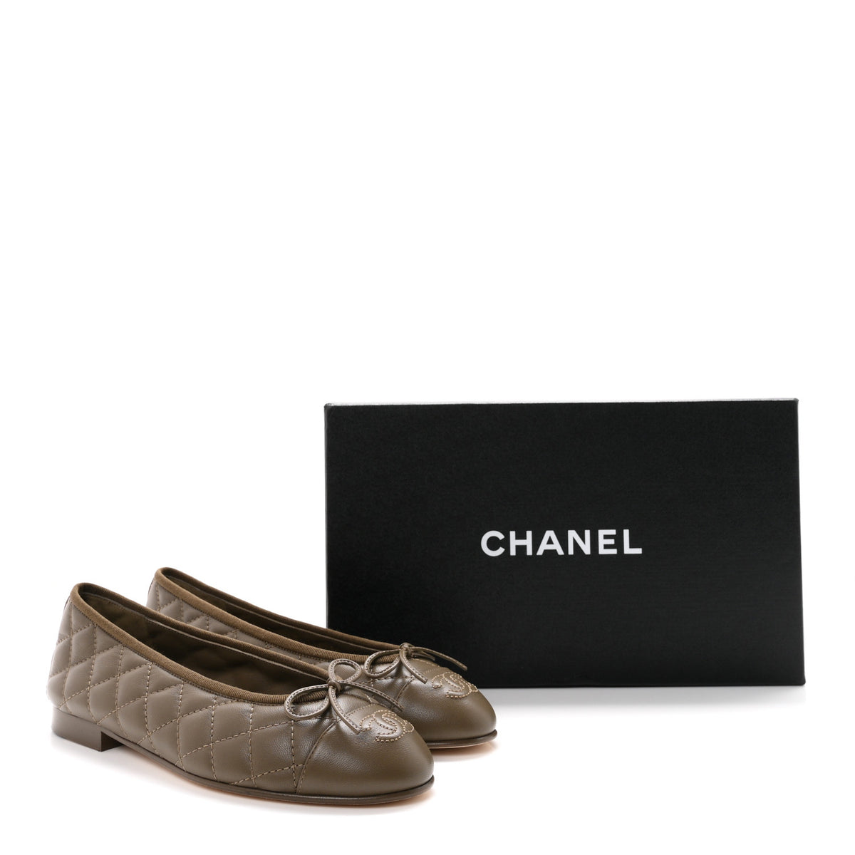 Chanel Lambskin Quilted CC Cap Toe Ballerina Flats 36.5 Dark Brown 10 of 10