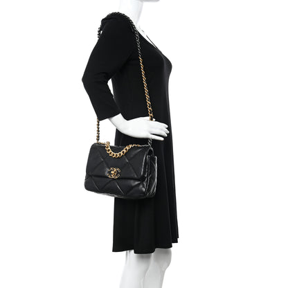 Chanel Lambskin Quilted Medium Chanel 19 Flap Black 2 of 12
