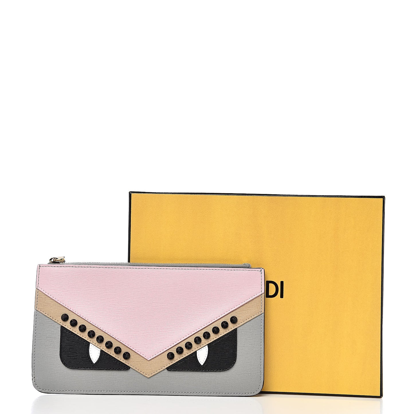 Vitello Elite Monster Eyes Studded Zip Pouch Ghiaccio Black Multicolor