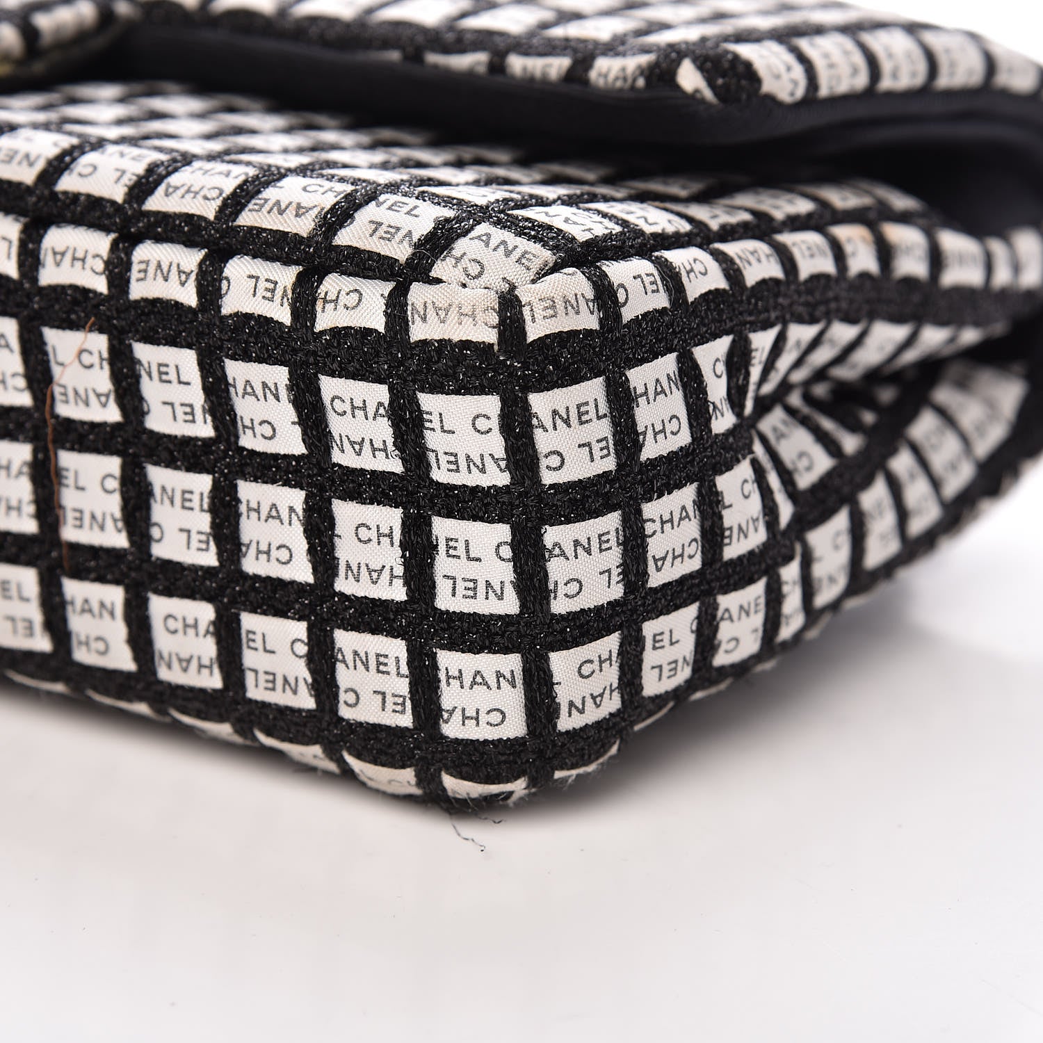 Chanel Ribbon Tweed Medium Double Flap Black White 9 of 11