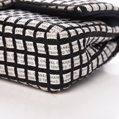 Chanel Ribbon Tweed Medium Double Flap Black White 9 of 11