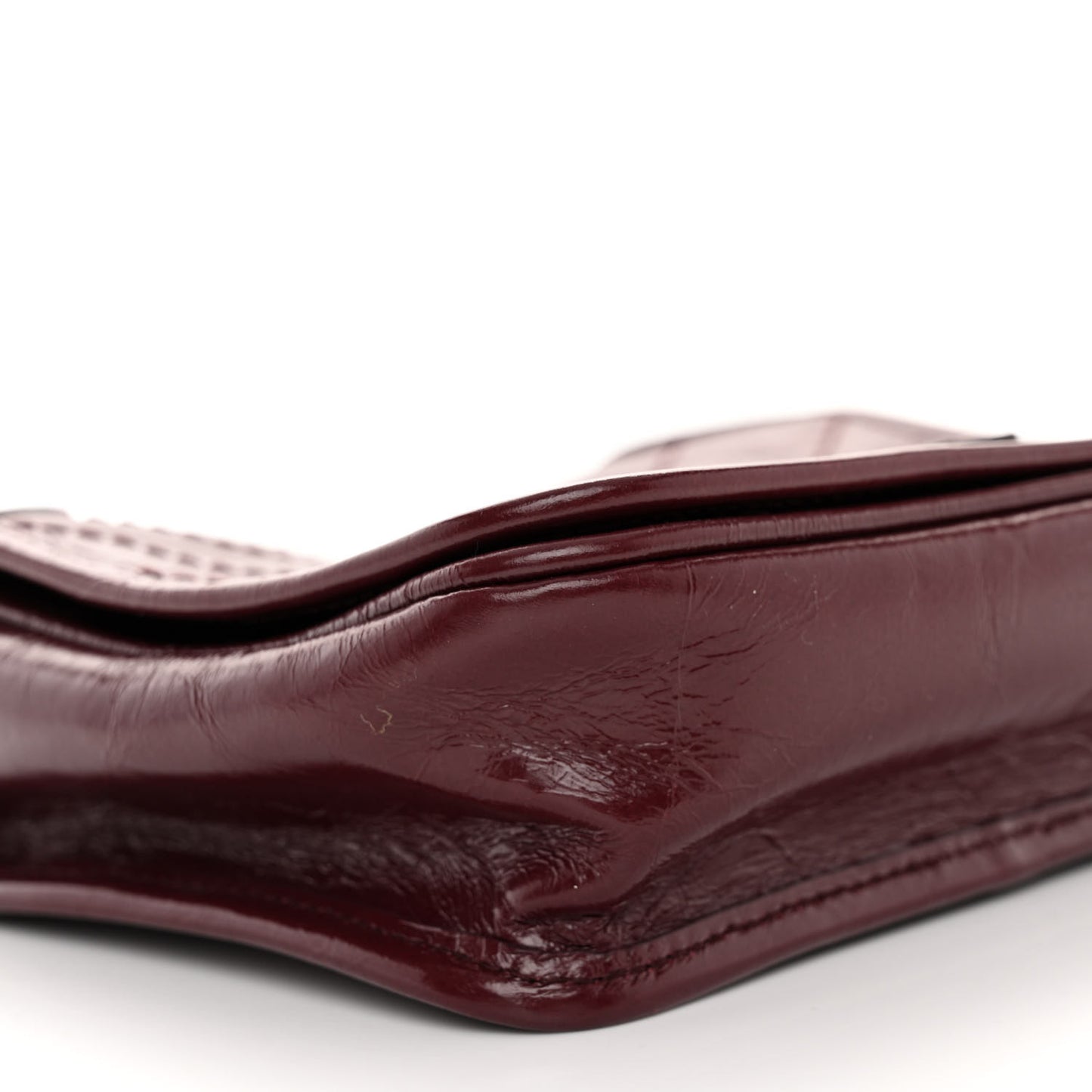 SAINT LAURENT Crinkled Calfskin Matelasse Monogram Niki Chain Wallet Dark Legion Red