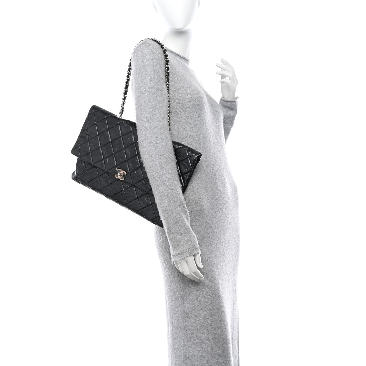 Chanel Metallic Crumpled Calfskin Big Bang Large Flap Bag Black 2 of 10