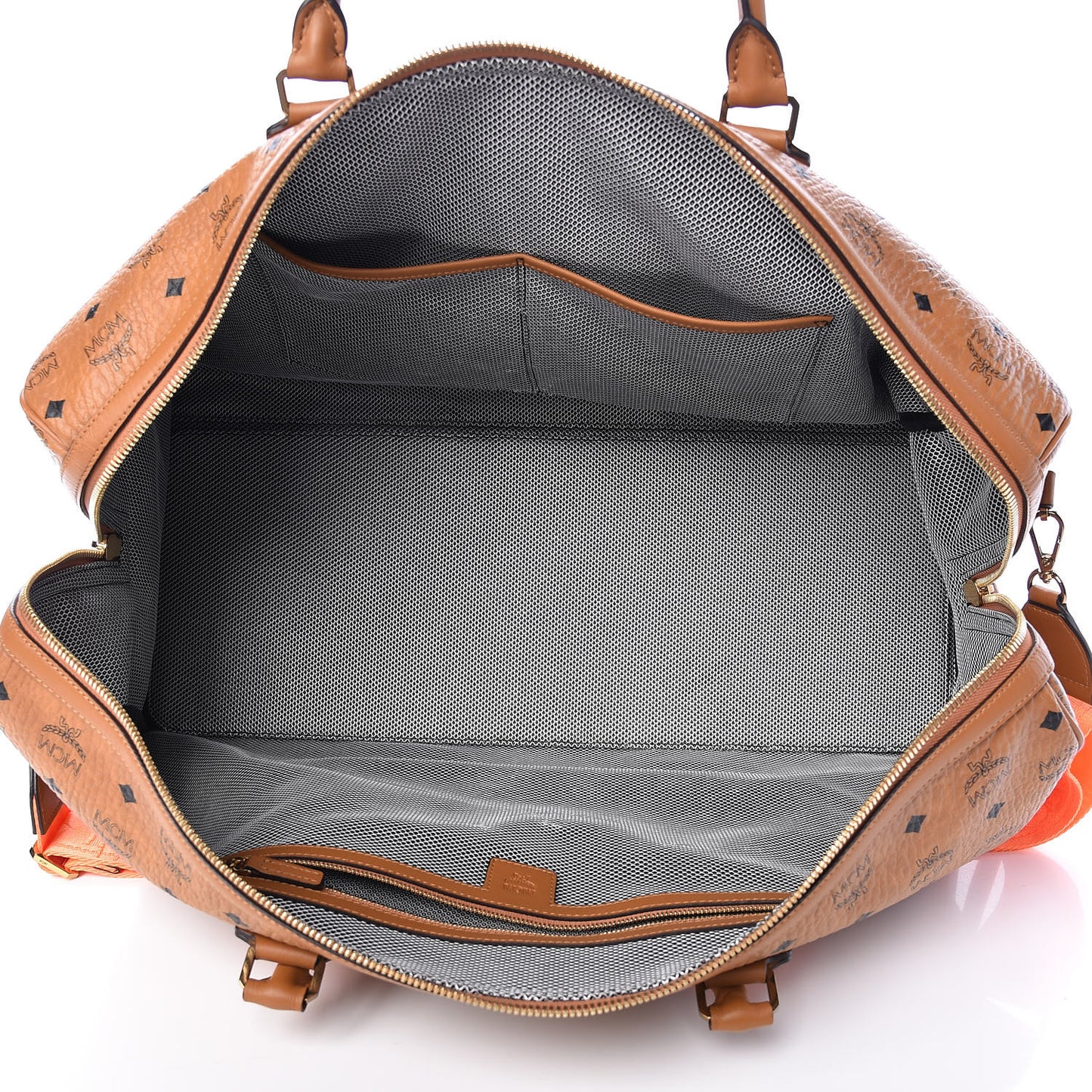 Visetos Large Traveler Weekender Bag Cognac Neon Orange