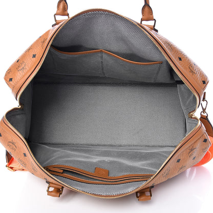 MCM Visetos Large Traveler Weekender Bag Cognac Neon Orange 5 of 20