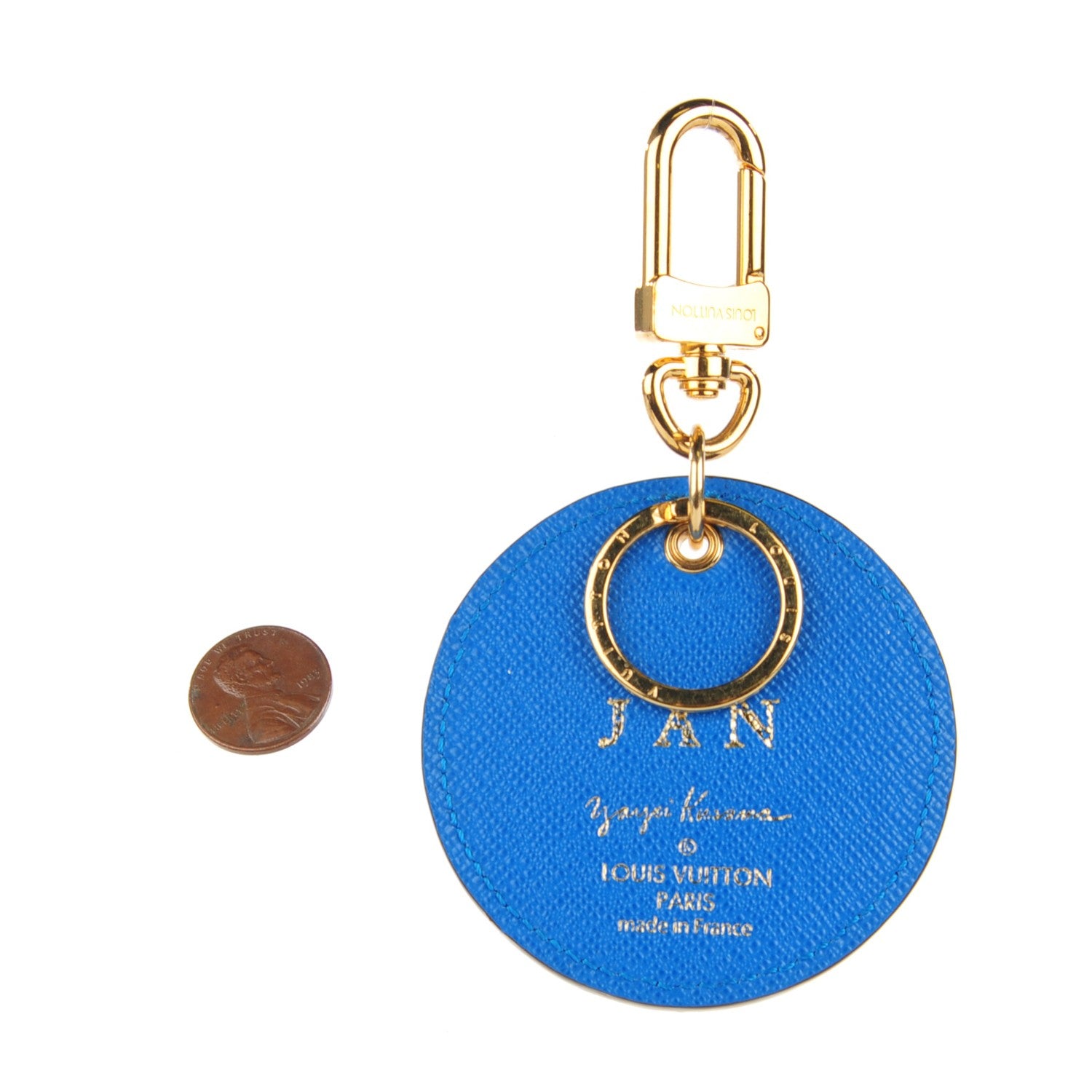 Louis Vuitton Monogram Kusama Pumpkin Dots Key Ring Blue 2 of 5