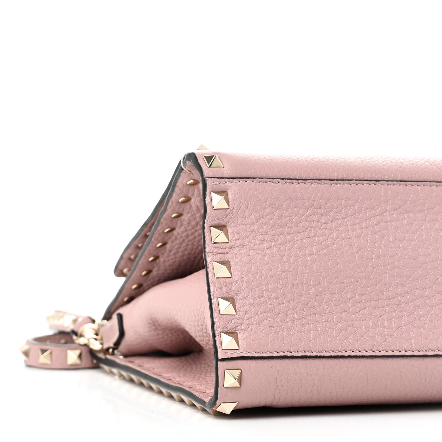 Grained Calfskin Rockstud Flip Lock Tote Lipstick