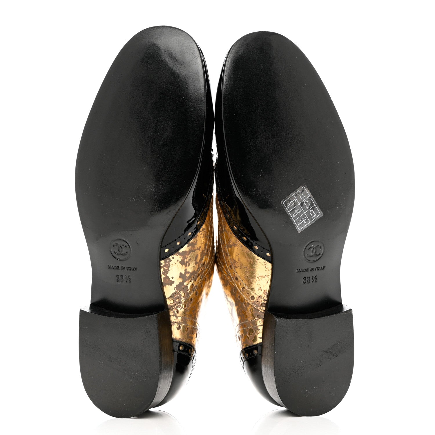 Chanel Fantasy Patent Calfskin Lace Up Oxfords 38.5 Gold Black 5 of 11