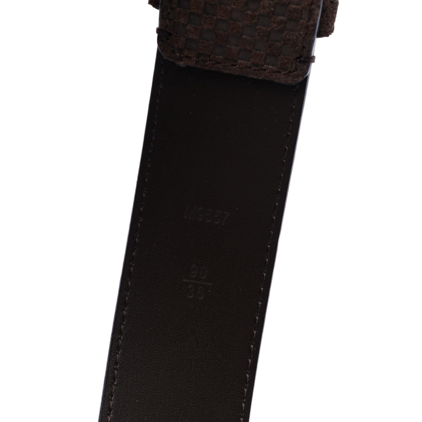 Suede Calfskin Mini Damier Belt 90 36 Moka