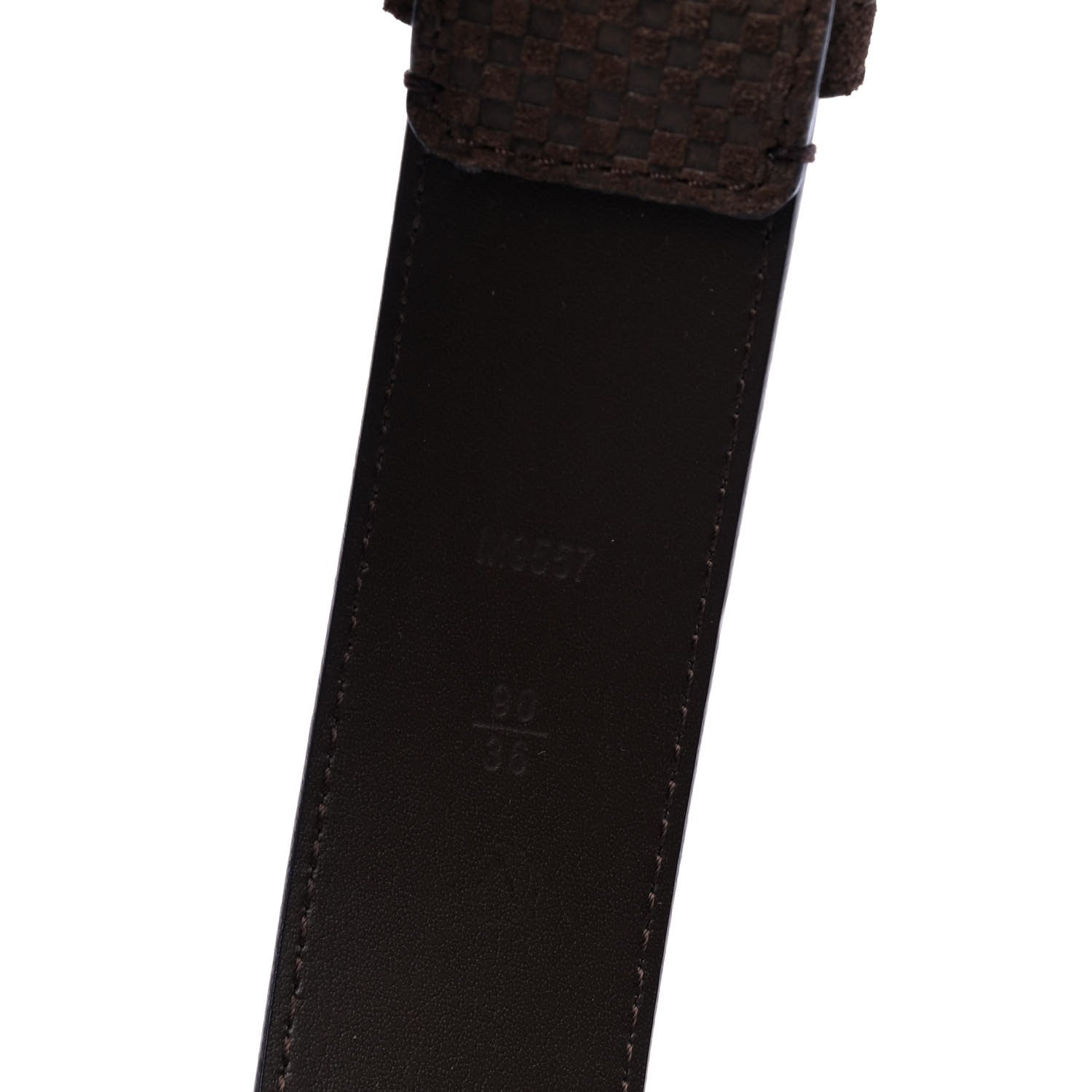 Louis Vuitton Suede Calfskin Mini Damier Belt 90 36 Moka 6 of 6