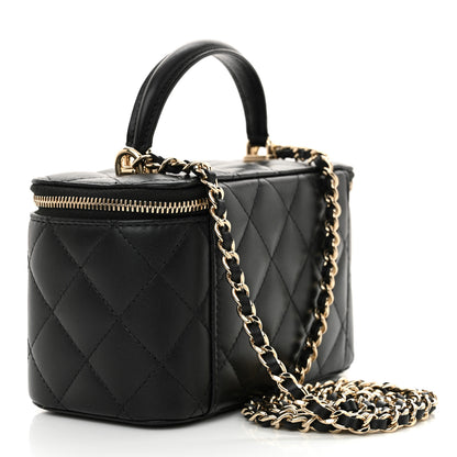 Chanel Lambskin Quilted Small Top Handle Vanity Case With Chain Black 3 of 10