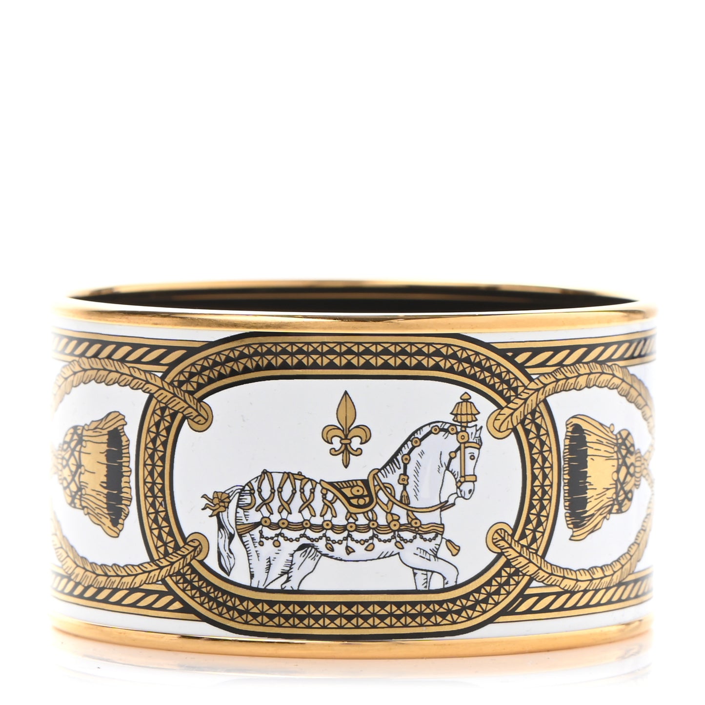 Enamel Printed Grand Apparat Extra Wide Bracelet 65 White
