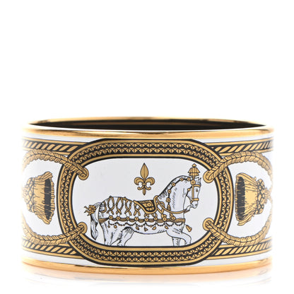 Hermes Enamel Printed Grand Apparat Extra Wide Bracelet 65 White 1 of 5