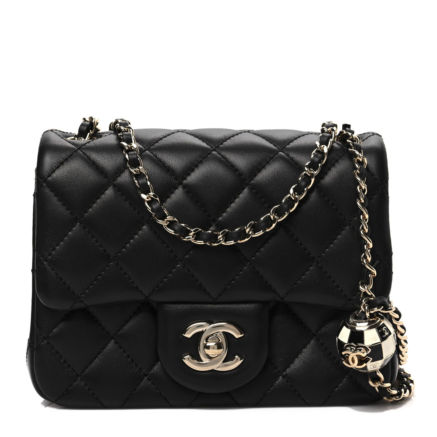 Chanel Lambskin Quilted Enamel Mini Pearl Crush Flap Black 1 of 8