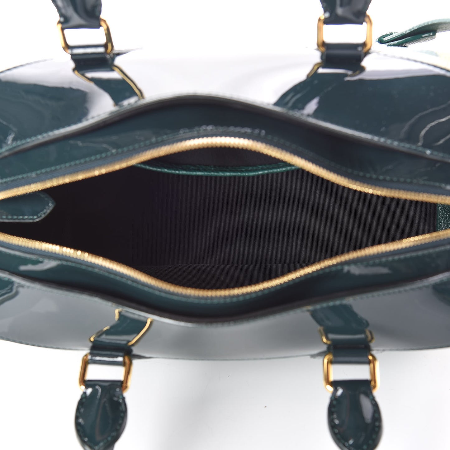 Grain Calfskin Patent Small The Bee Top Handle Green