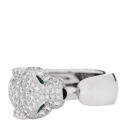 Cartier 18K White Gold Diamond Black Onyx Emerald Panthere De Cartier Ring 50 5.5 3 of 6