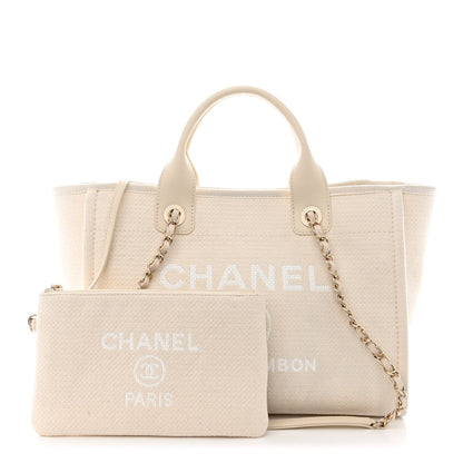 Chanel Mixed Fibers Small Deauville Tote White 1 of 12