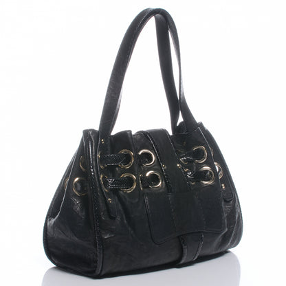 Jimmy Choo Leather Watersnake Trim Riki Tote Bag Black 3 of 7