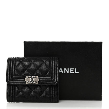 Chanel Caviar Quilted Compact Boy Wallet Black 10 of 10
