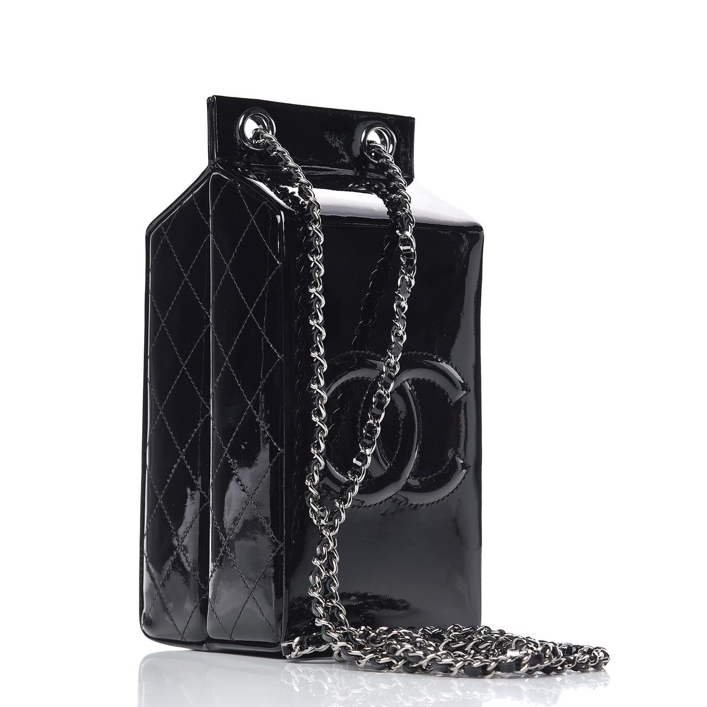Patent Milk Carton Bag Black