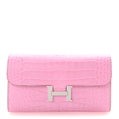 Hermes Matte Alligator Constance Long Wallet 5P Pink 1 of 9