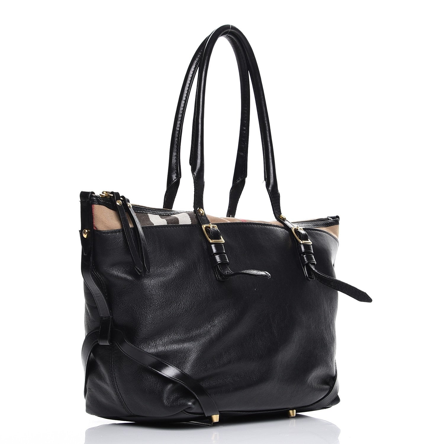 Burberry Calfskin House Check Small Salisbury Tote Black 3 of 19