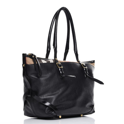 Burberry Calfskin House Check Small Salisbury Tote Black 3 of 19